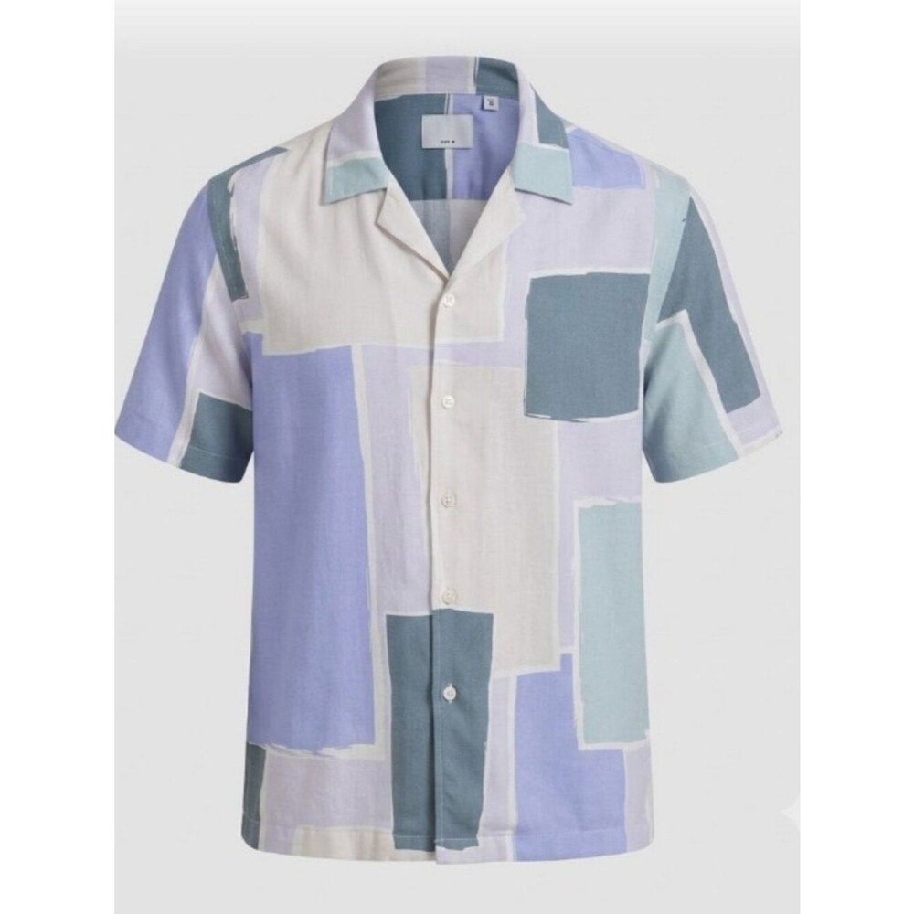 Bugatti Men's Blue Abstract Geo Short Sleeve Button-Down Shirt XXL NWT